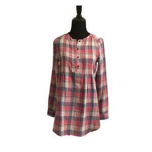 HOLDING HORSES Pink Plaid Long Sleeves Tunic Blouse XS